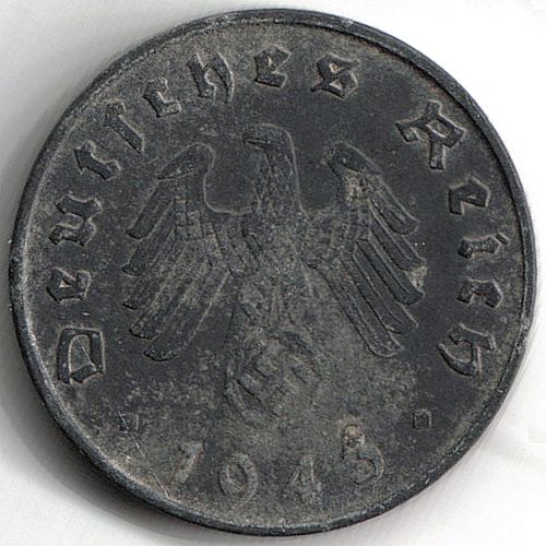 5 Reichs pfennig 1943 D rub